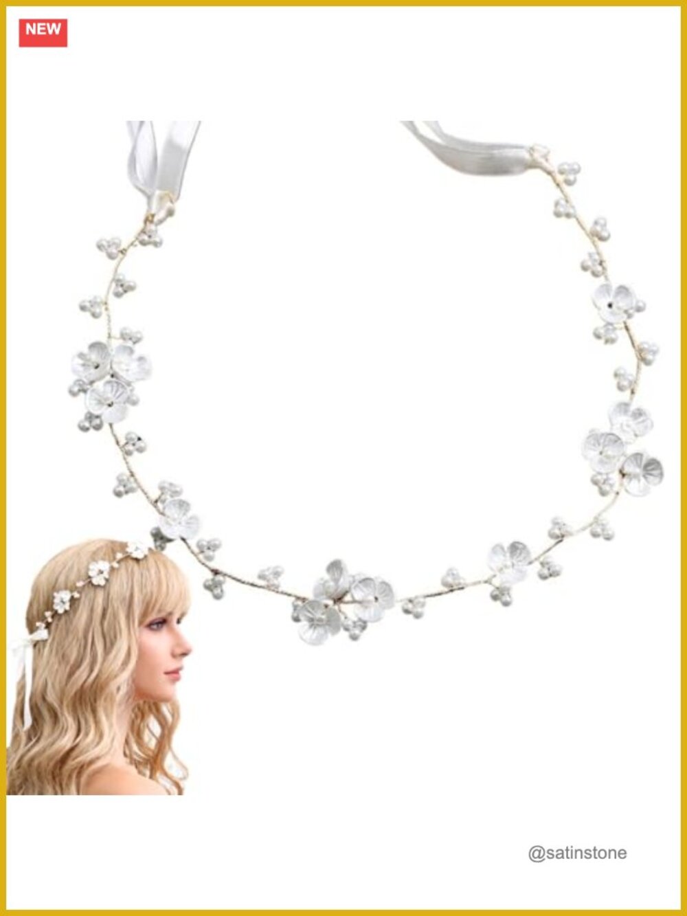 Copper Alloy Pearl Orchid Headband Adjustable Bridal Flower Girl Hair Accessory